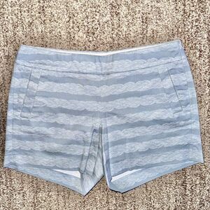 J. Crew Women's Pull On Blue Striped Stretch Summer Shorts Size 8